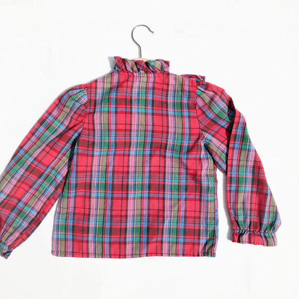 Perfect Vintage Plaid Ruffle blouse size 4-5