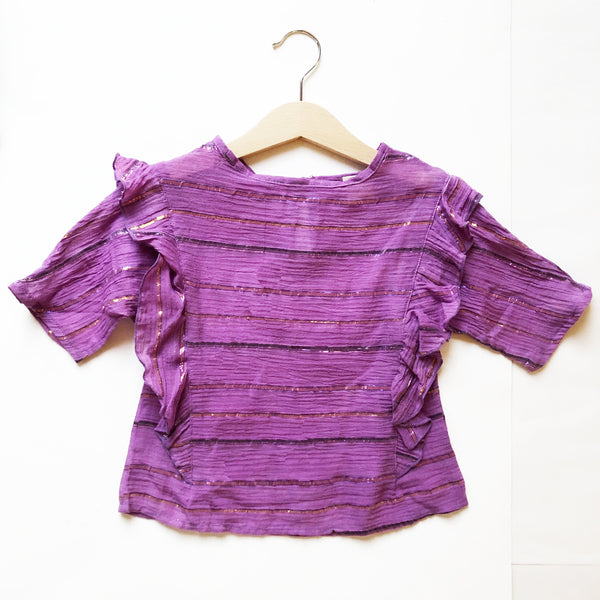 Ava Re-imagined Ruffle Blouse in Heather Metallic Stripe size 4