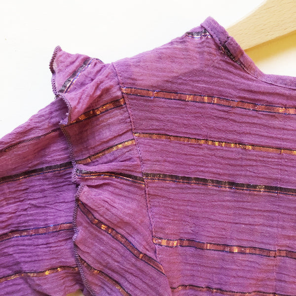 Ava Re-imagined Ruffle Blouse in Heather Metallic Stripe size 4