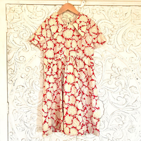 40's Vintage Print Dress Size 7-8