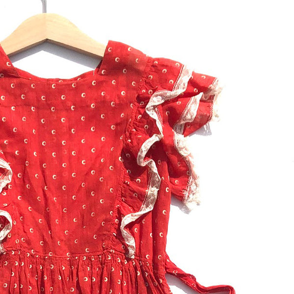 Stunning Little 40's Red Dress with Ruffles size 4-5
