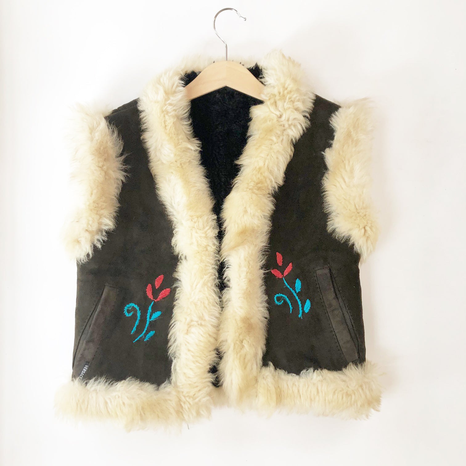 Stunning Vintage Versace Suede Embroidered Vest size 10-12