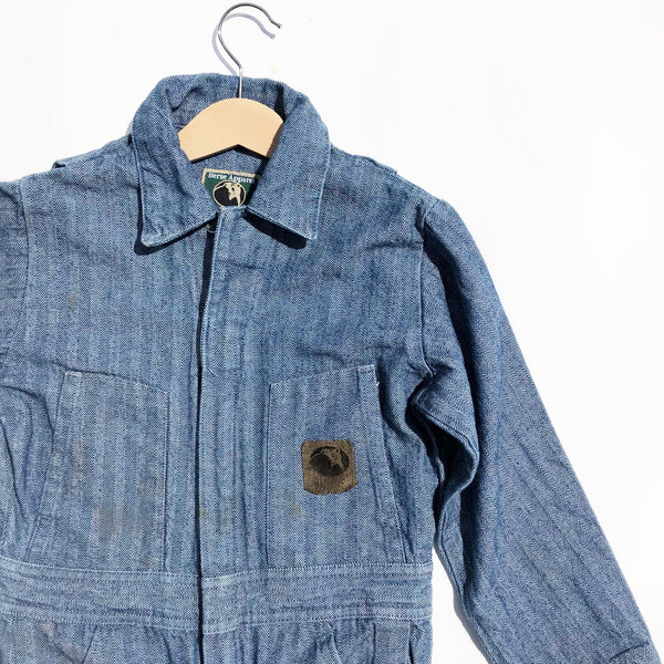 The Perfect Vintage Coveralls in Hickory Herringbone Fabric size 7-9
