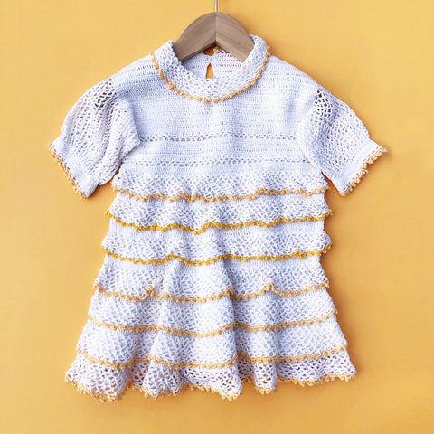 Hand Made Crochet baby dress 6-12 months