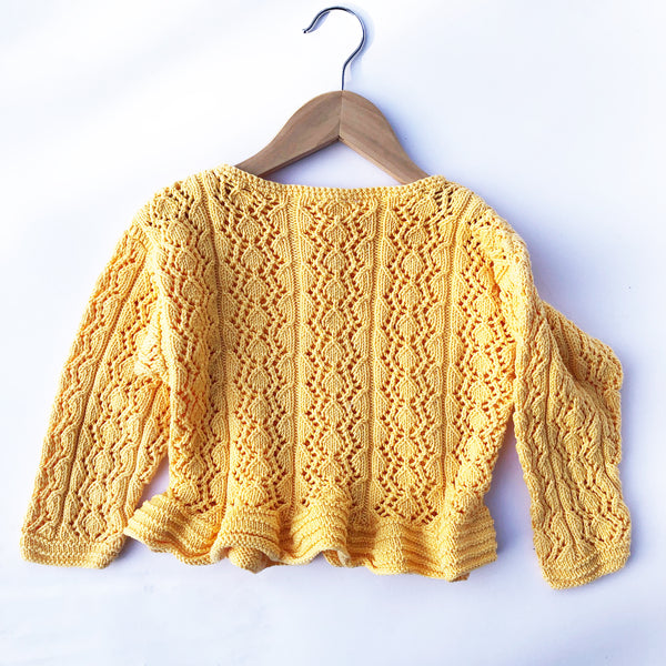 Vintage Hand knit Yellow Cardigan size 3-4
