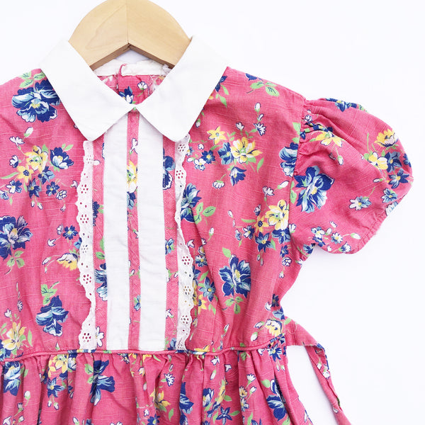 Pretty 40's Vintage Print Dress Size 3-4