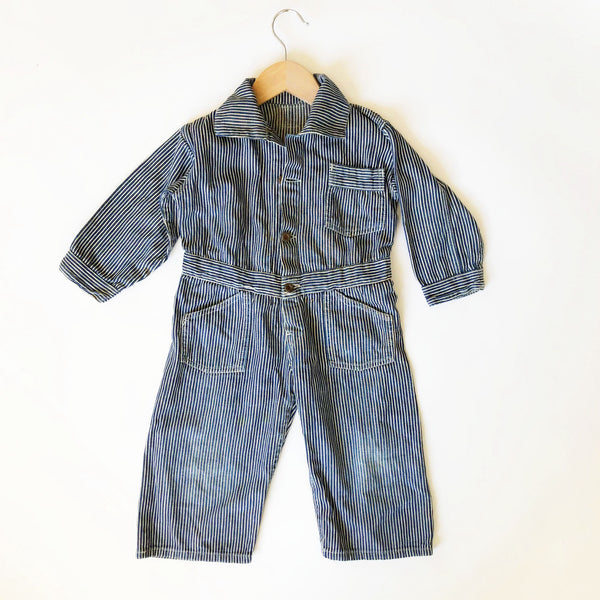 Vintage Hickory Stripe Duck Coveralls size 2-3