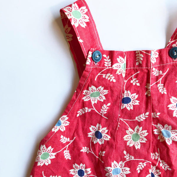 1940's Little Red print Romper 9-12 months