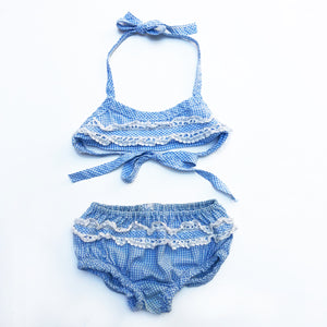 The Sweetest Little Gingham Bikini with Ruffles size 12-24 months