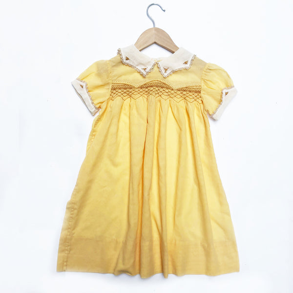Beautiful 30's Smocked Dress With Embroidery Size 4-5