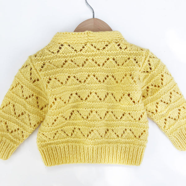 Hand knit Baby Yellow Cardigan 12-24 months