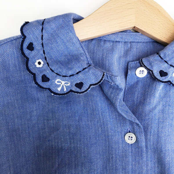 Embroidered Collar Chambray Shirt size 5-6