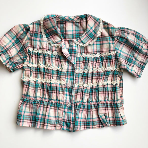 Plaid Preloved Little Blouse size 2-3