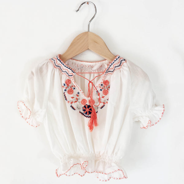 Vintage hand-embroidered peasant blouse size 2