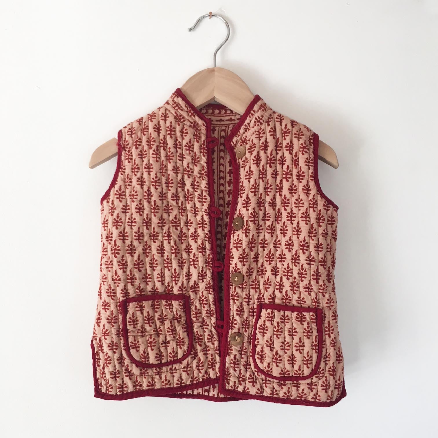 Quilted india blockprint vest size 2-3