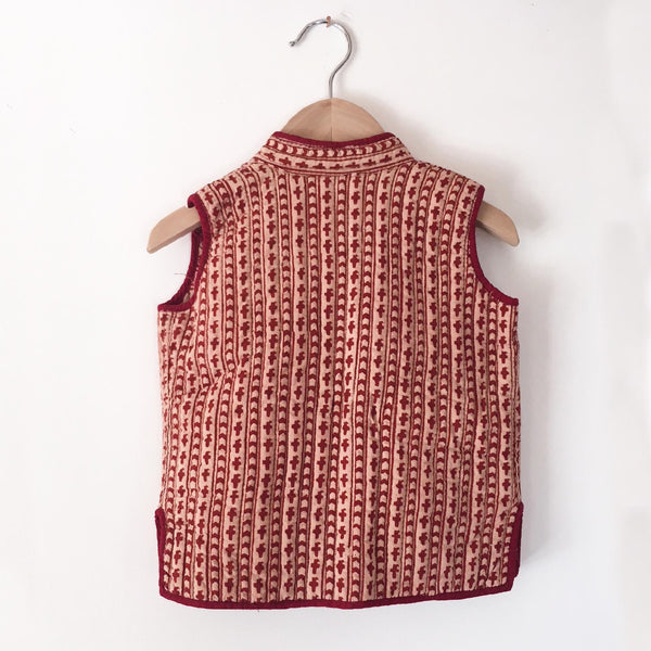 Quilted india blockprint vest size 2-3