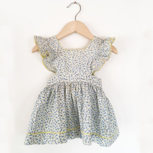Calico pinafore frill dress size 6-12 months