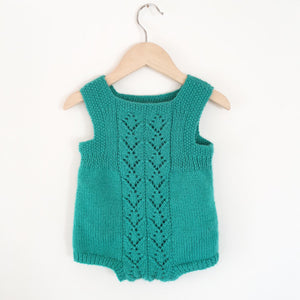Hand knit baby romper size 6-12months