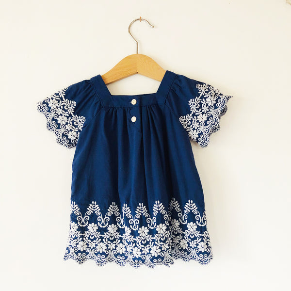 Indigo Embroidery Border Blouse size 1-2