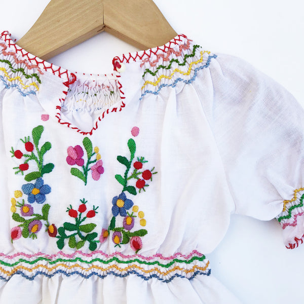 Perfect Embroidered Baby Peasant Dress size 3-6 months