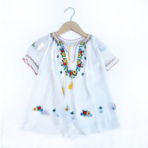 Vintage Hand Embroidered Peasant Dress size 2-3 Or as a Blouse Size 4-5