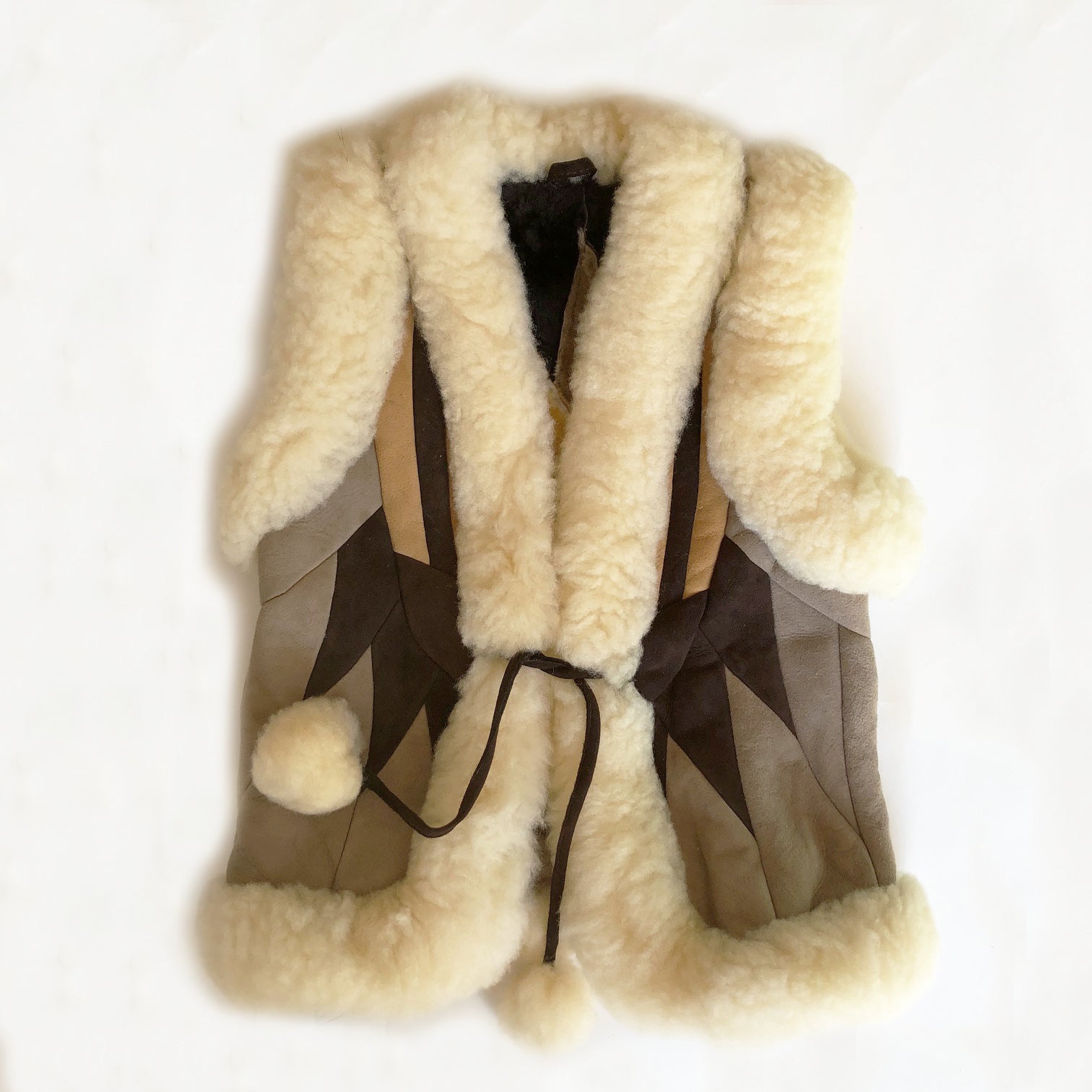 Amazing Vintage Shearling and Patchwork Suede Vest size 9-10