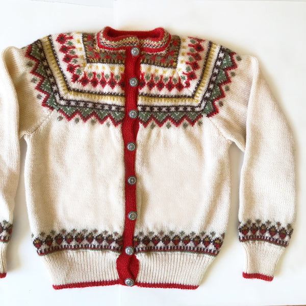 Vintage Nordic Fairisle Knit Cardigan size 10-12