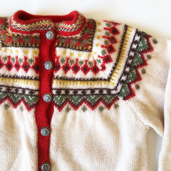 Vintage Nordic Fairisle Knit Cardigan size 10-12