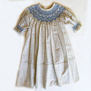 Hand Made Little Smocked Ditsy Dress size 12-18 months