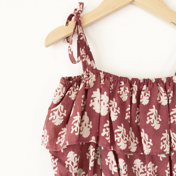 Chloe Re-imagined Dress in Plum block print