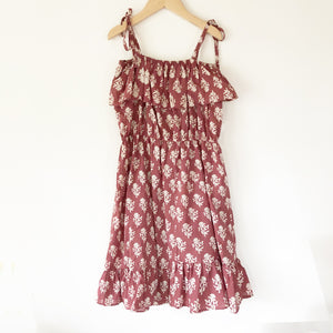 Chloe Re-imagined Dress in Plum block print