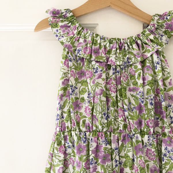 Ella Re-purposed Ruffle Top Dress in Lilac liberty size 2