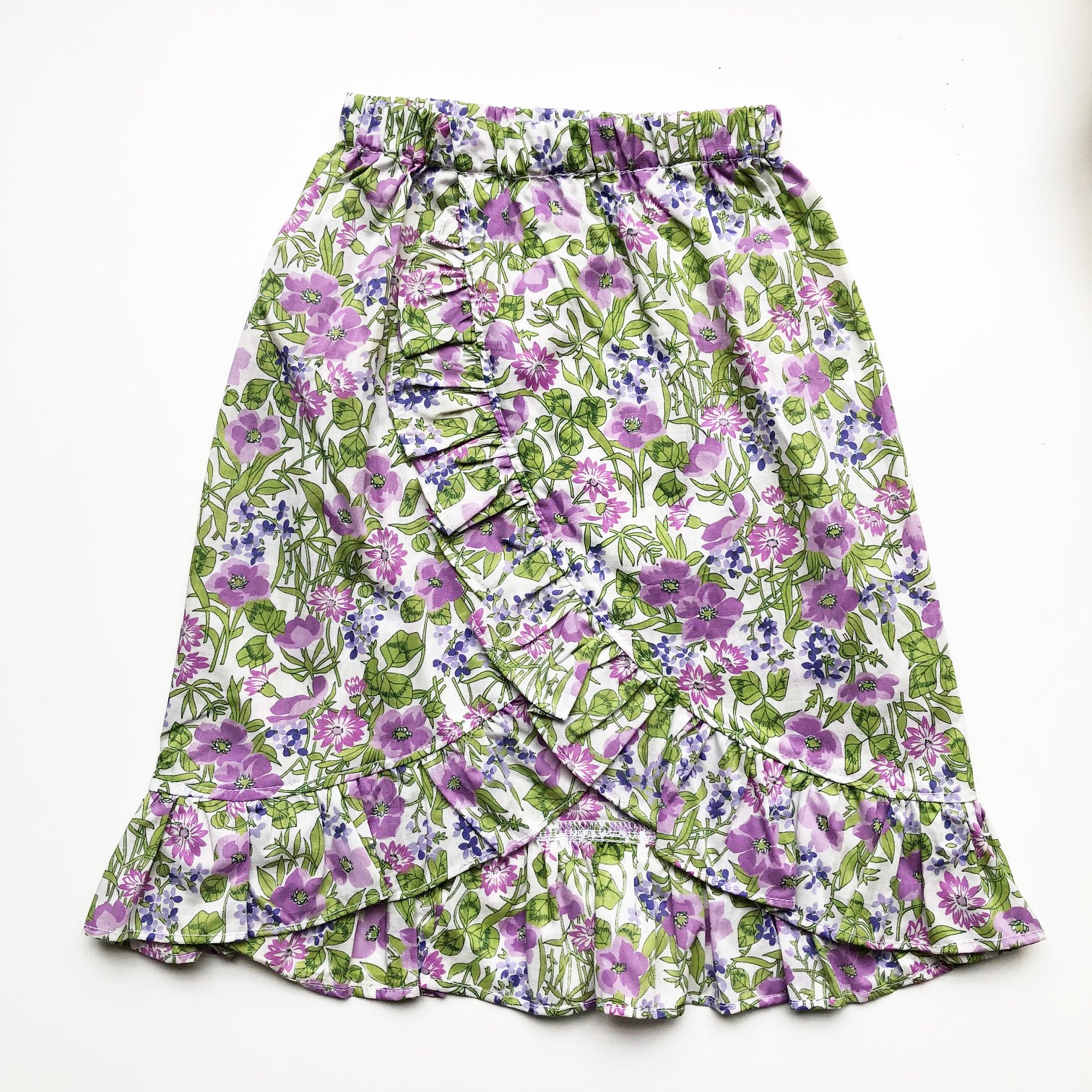 Sara Re-imagined Ruffle Skirt In Lilac Liberty print size 2