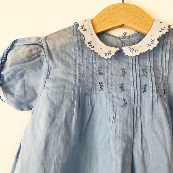 Baby Blue dress with Embroidery 6-12 months