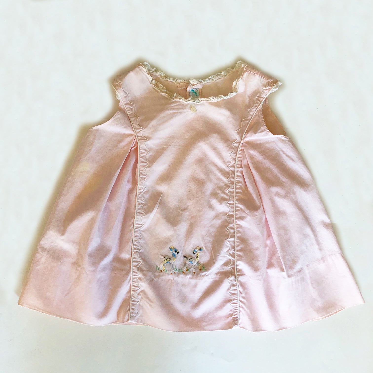 Vintage Baby Dress with Embroidered Deer size 6-12 months