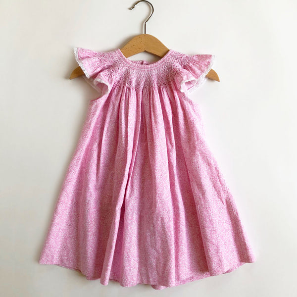 Sweet Smocked Ruffle Sleeve Vintage Dress size 2