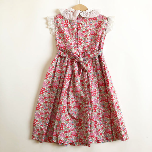 Floral Print Vintage Hand Smocked Dress size 5-6
