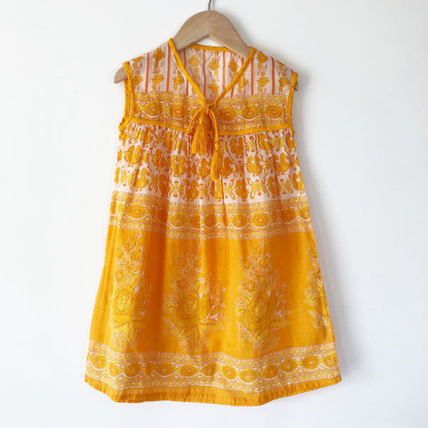 India Gauze Dress in Marigold size 3